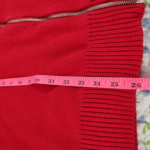 LIZ CLAIBORNE RED ZIP FRONT SWEATER XL - Picture 6 of 6